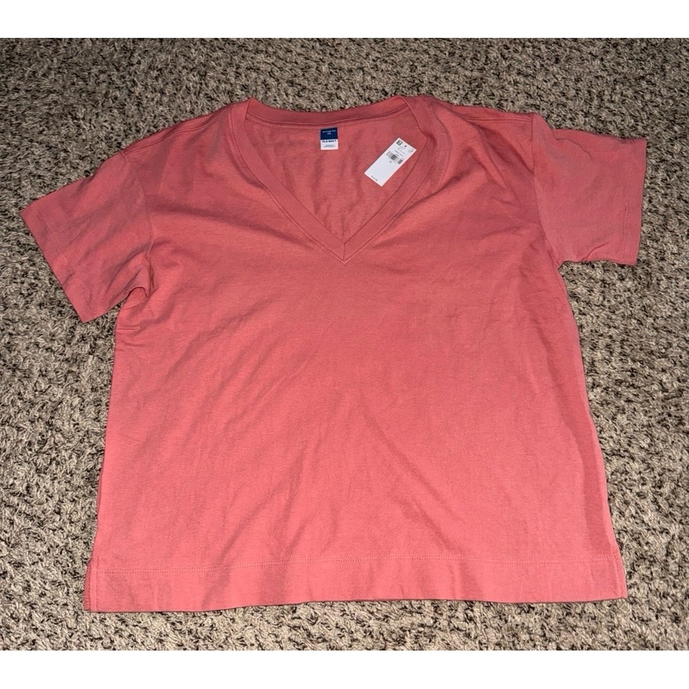 NWT Old Navy Women's Coral Vintage Short Sleeve V-Neck Tee Size XS